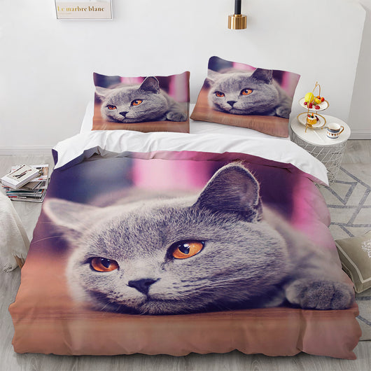 Juego de Cama Blanco con Diseño de Gato Adorable para Dormitorio de Chicas - Image 23