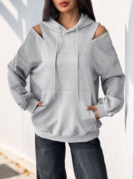 Sudadera Hoodie Gris Claro con Cordón Ajustable - Diseño Premium Europeo y Americano - Image 9