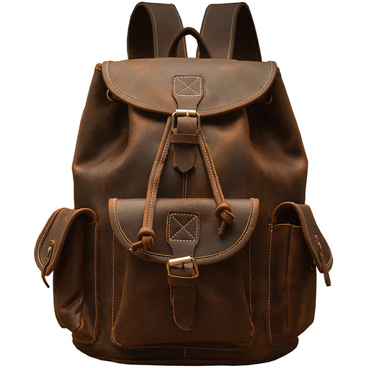 Mochila Retro de Cuero Crazy Horse Hecha a Mano - Image 6