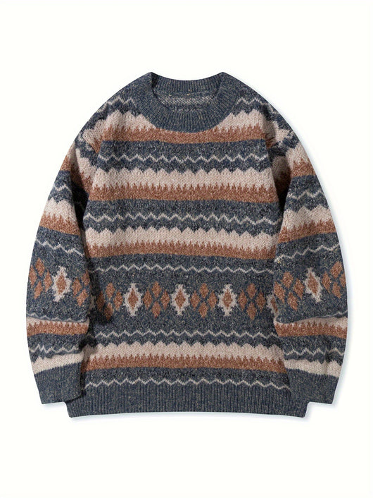 Suéter Cuello Redondo Grueso para Hombre con Diseño Estampado y Corte Relajado - Image 18