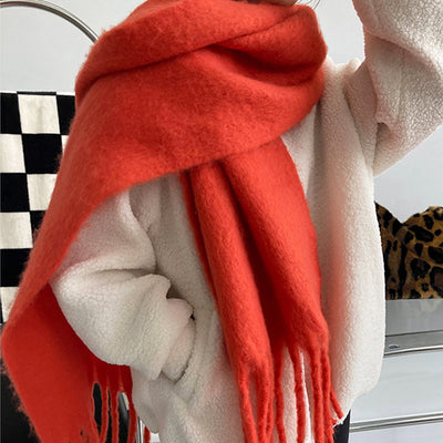 Bufanda de Cachemira Suave con Borlas - Colores Lisos Versátiles para Mujer - Image 22