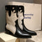 Botines de Tacón Bajo Punta Afilada con Estampado Lácteo