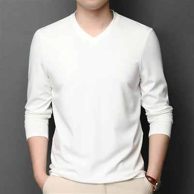 Camiseta de Seda para Hombre - Manga Larga Escote V Transpirable - Image 6