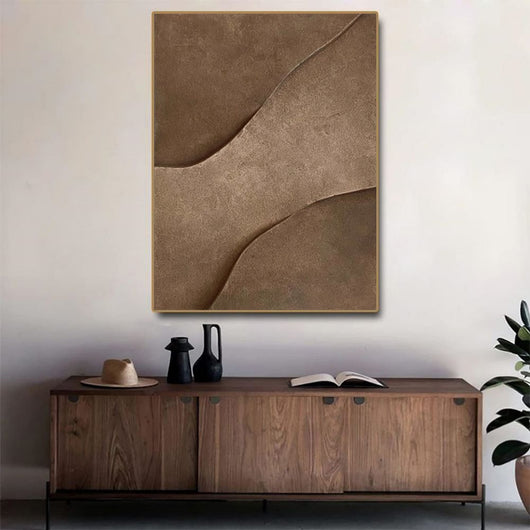 Cuadro Abstracto Moderno en Óleo sobre Lienzo - Arte Texturizado Marrón para Sala de Estar - Image 7