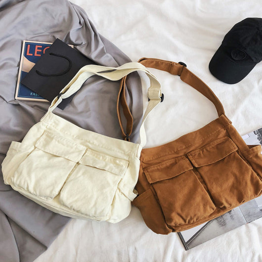Bolsa Mensajera Canvas Unisex de Gran Capacidad con Múltiples Compartimentos - Image 20