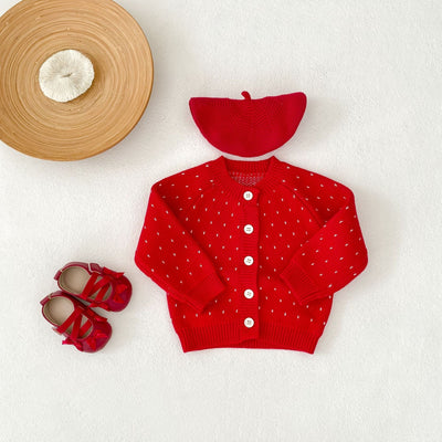 Cardigan Tejido Jacquard Rojo para Niña - Abrigo Elegante Otoño - Image 33