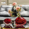 Jarrón de Cristal Rojo Brillante Forma Oliva - Arreglos Florales y Decoración