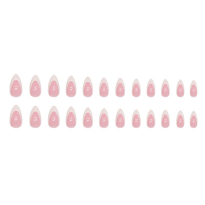 Uñas Postizas Francesas Blancas Almendra - Diseño Elegante Listo para Usar - Image 5
