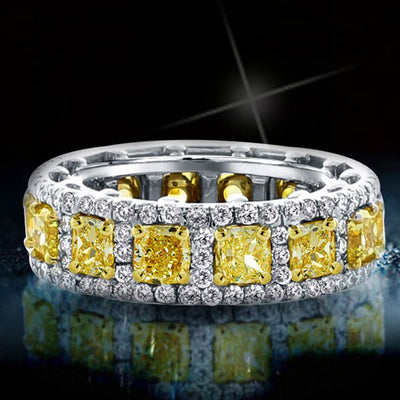 Anillo de Diamante Amarillo Chapado en Oro con Plata 925 - Image 9