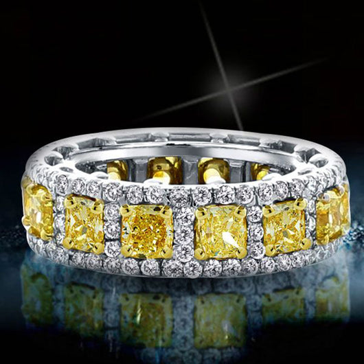 Anillo de Diamante Amarillo Chapado en Oro con Plata 925 - Image 9