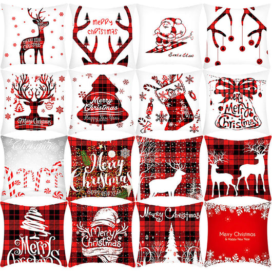 Funda de Cojín Navideño 45cm con Diseño de Reno y Papá Noel en Felpa Corta - Image 33