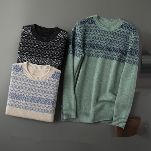 Suéter de Cachemira Jacquard para Hombre - Tejido Grueso y Cálido - Image 4
