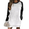 Vestido Suéter Holgado con Contraste de Colores y Bolsillos