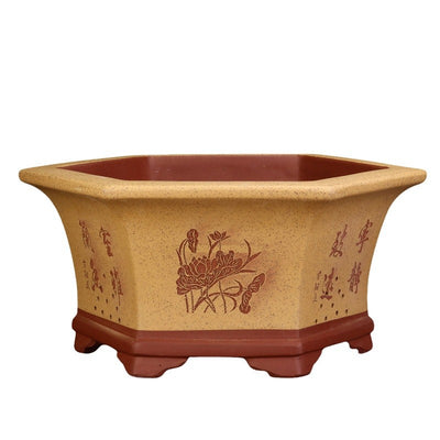 Maceta Hexagonal de Barro Yixing Púrpura Grande para Bonsái y Plantas de Sala - Image 5