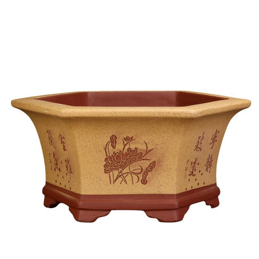 Maceta Hexagonal de Barro Yixing Púrpura Grande para Bonsái y Plantas de Sala - Image 5