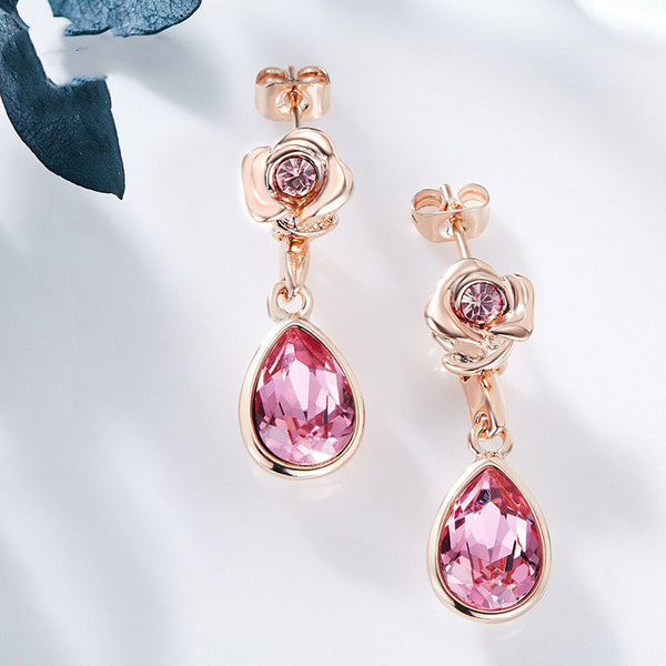 Aretes de Rosa Europeos y Americanos - Diseño Minimalista y Elegante