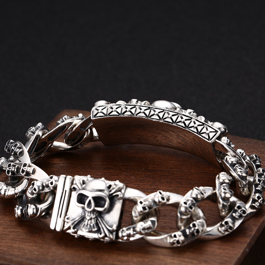 Pulsera de Plata S925 Estilo Hip Hop con Diseño de Vid Eterna y Nariz de Cerdo Personalizable para Hombre - Image 13
