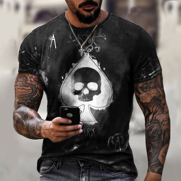 Playera Calavera 3D con Diseño Picas - Moda Urbana para Hombre