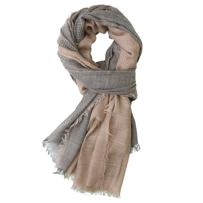 Bufanda Grande Cuadriculada Bicolor con Borlas para Invierno - Image 15