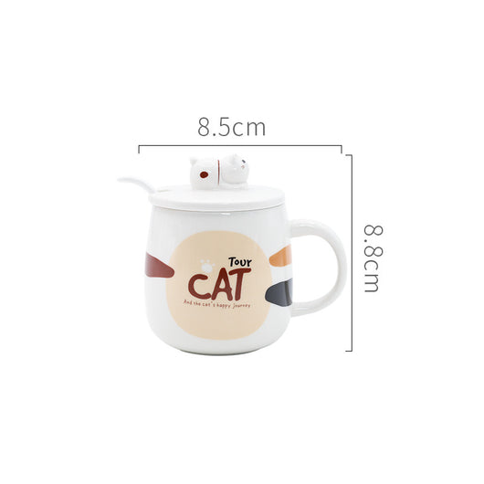 Taza de Cerámica Gato Kawaii con Tapa y Cuchara para Café - Image 7