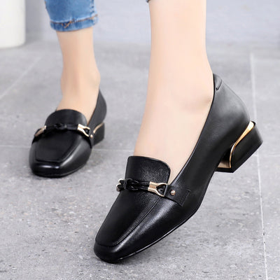 Zapatos de Cuero Genuino para Mujer con Tacón Medio - Colección Primavera