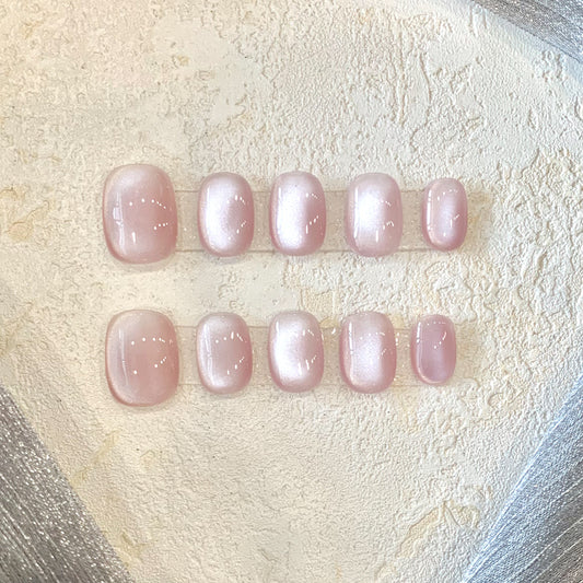 Adhesivos de Uñas Cortas Diseño Ojo de Gato Flor de Cerezo