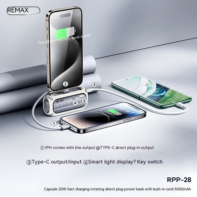 Powerbank Plegable 5000mAh con Carga Rápida 20W y Soporte Integrado - Image 4