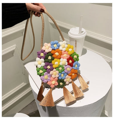 Bolsa Redonda Étnica Esponjosa para Mujer - Diseño Floral 2025 - Image 18