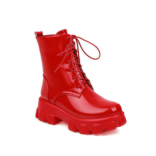 Botas Martin de Cuero Charol con Plataforma y Cordones - Estilo Urbano Moderno - Image 19