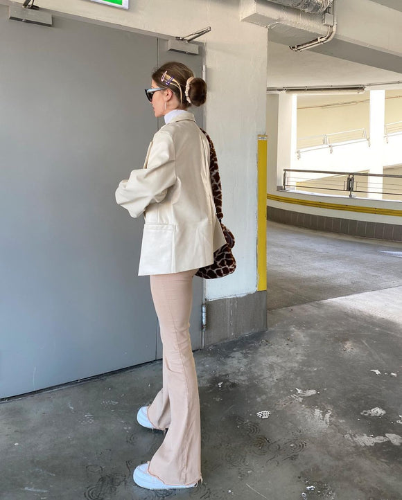 Calça Pantalona Feminina Coreana Cintura Alta - Outono e Inverno