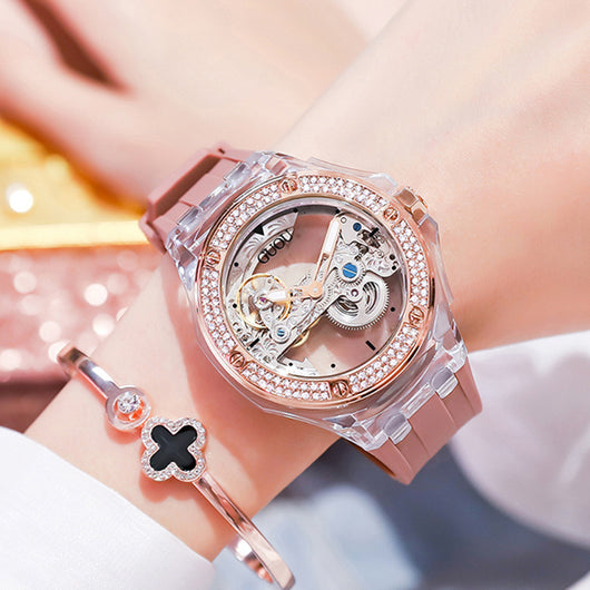 Reloj Mecánico para Mujer con Strass y Correa de Silicona - Image 8