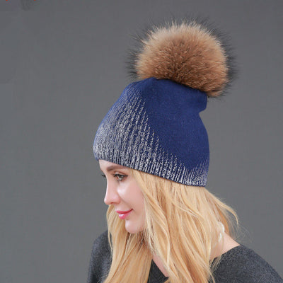 Gorro Tejido de Lana Cálido para Mujer - Dorado y Plateado - Image 8