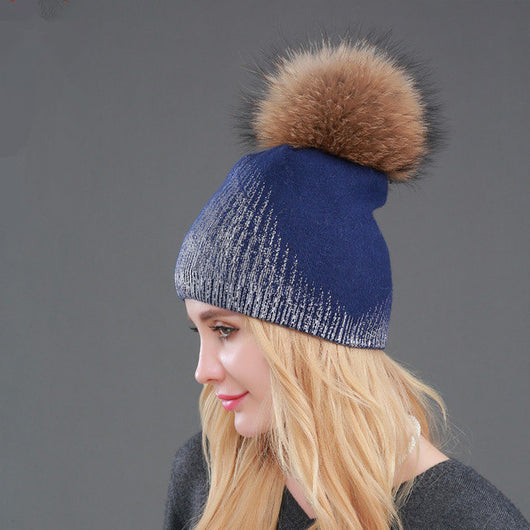 Gorro Tejido de Lana Cálido para Mujer - Dorado y Plateado - Image 8