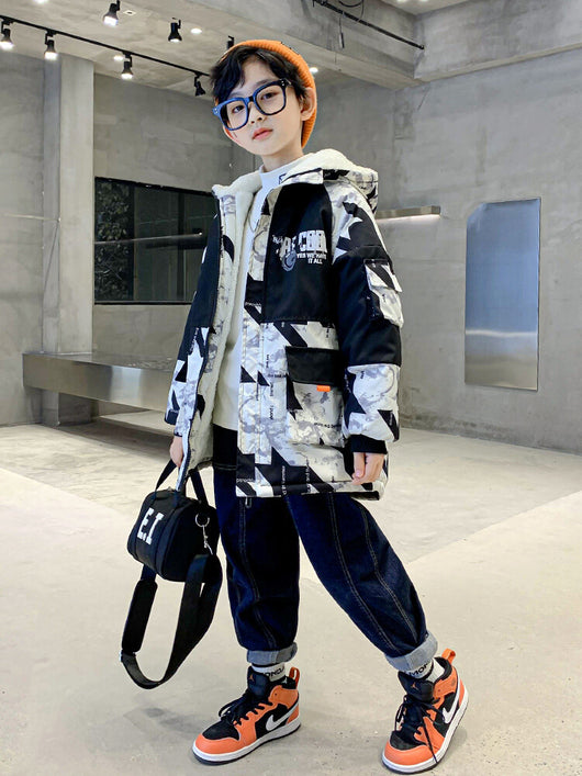 Parka Infantil Camuflaje con Forro de Terciopelo para Niños Medianos y Grandes - Image 11