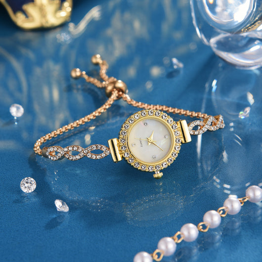 Reloj de Mujer con Diamantes Redondo de Moda con Pulsera Ajustable - Image 3