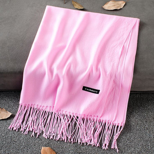 Pashmina Elegante de Color Liso con Borlas - Image 43
