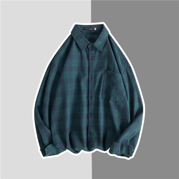 Camisa Tipo Jacket de Cuadros Flanela Estilo Americano para Hombre