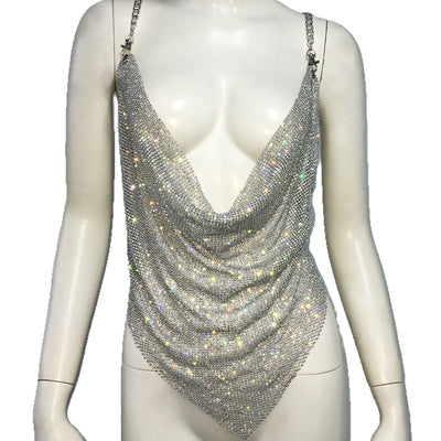 Chaleco Sexy de Cadena Metalizada con Strass y Diseño Irregular - Image 2