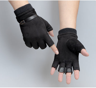 Guantes Deportivos de Ante sin Dedos para Hombre con Forro Cálido - Image 4