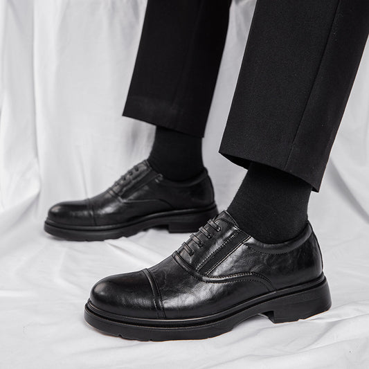 Zapatos Casuales de Cuero Genuino para Hombre con Suela Blanda Elevada