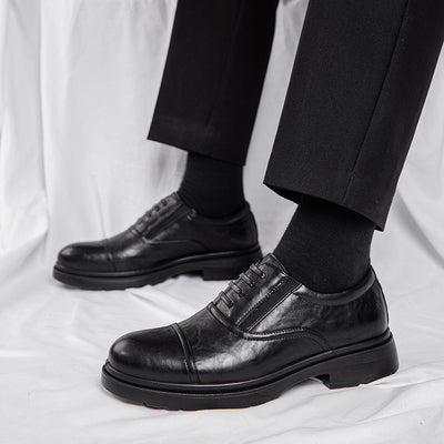 Zapatos Casuales de Cuero Genuino para Hombre con Suela Blanda Elevada