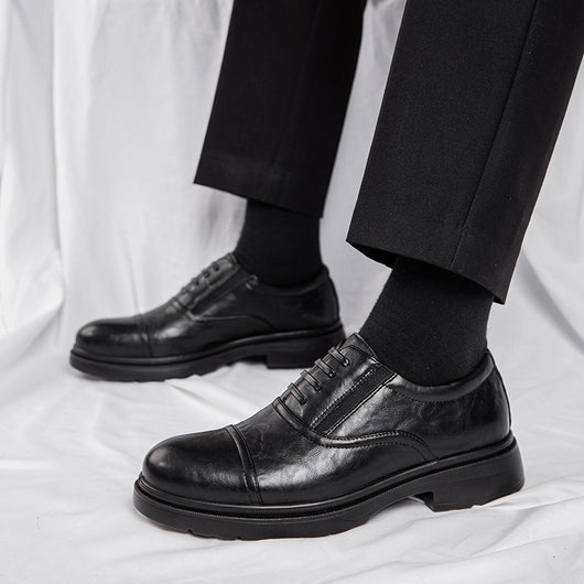 Zapatos Casuales de Cuero Genuino para Hombre con Suela Blanda Elevada
