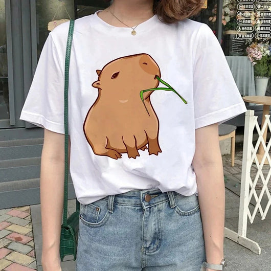 Playera Vintage Capibara para Mujer - Diseño Cartoon Adorable - Image 27