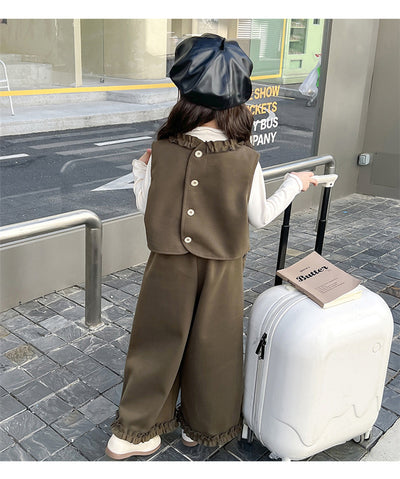 Conjunto de Tres Piezas: Chaleco Stringy Selvedge Fashionable para Niñas - Image 21