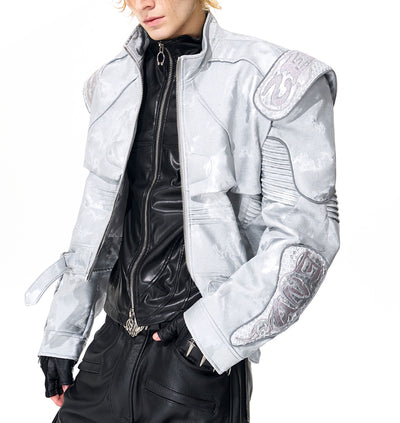 Chaqueta de Cuero Punk Negra para Motociclista - Image 10