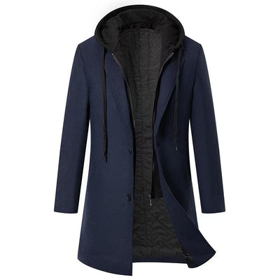 Abrigo de Lana Casual para Hombre con Gorro Desmontable - Image 7