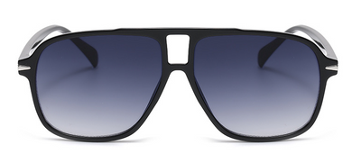Retro aviator sunglasses with a black full frame and light blue lenses, featuring a double beam design. - Image 11