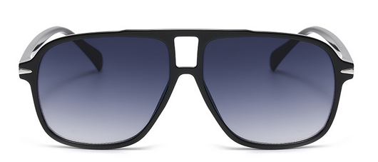 Retro aviator sunglasses with a black full frame and light blue lenses, featuring a double beam design. - Image 11