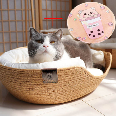Arenero para Gatos con Borde Elevado de Ratán