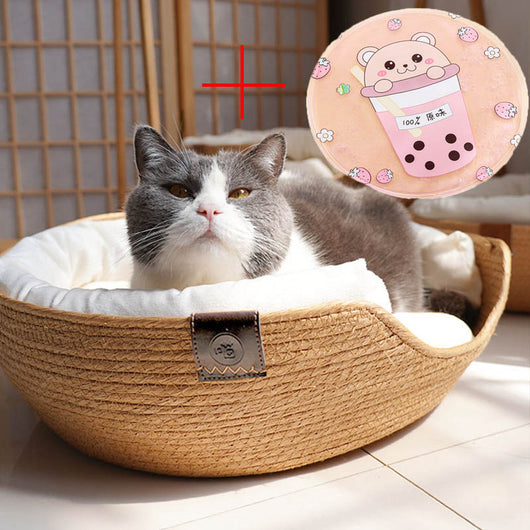 Arenero para Gatos con Borde Elevado de Ratán